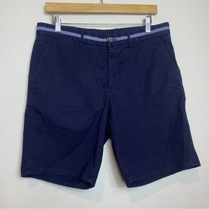 MASSIMO DUTTI Chino Shorts Adult Size 31 Navy Blue Flat Front Cotton Men